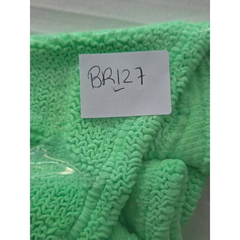 Hunza G Xandra Juno Crinkle Bikini Set One Size Neon Green Two Piece Swimsuit